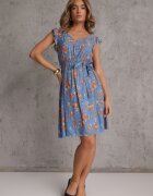 cflo Rochie Mini Albastră cu Viscoză cu Elastic în Talie Farlock