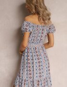 cflo Rochie Mini Evazată Albastră cu croială spaniolă din viscoză Ruzara