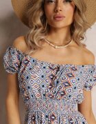 cflo Rochie Mini Evazată Albastră cu croială spaniolă din viscoză Ruzara