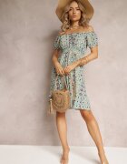 cflo Rochie Mini Evazată Verde cu croială spaniolă din vâscoză Ruzara