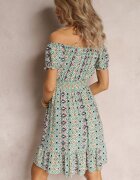 cflo Rochie Mini Evazată Verde cu croială spaniolă din vâscoză Ruzara