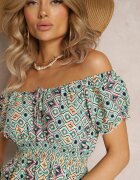 cflo Rochie Mini Evazată Verde cu croială spaniolă din vâscoză Ruzara