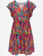cflo Rochie mini Fucsia din viscoză cu volan Linne