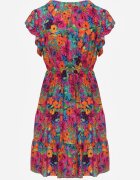cflo Rochie mini Fucsia din viscoză cu volan Linne