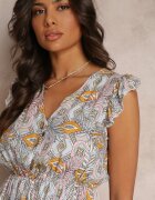 cflo Rochie Mini Roz-deschis-albastră Evazată cu Volane și Elastic în Talie din Viscoză Jehan