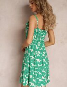 cflo Rochie Mini Trapez Verde cu bretele cu elastic în talie Darhisa