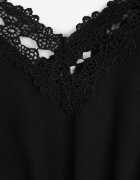 cflo Rochie Neagră Cloș Mini cu talie elastică și mâneci spaniole cu dantelă Carolta