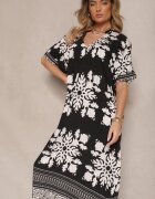 cflo Rochie neagră din viscoză cu croială tip cutie cu decolteu în V Adellira