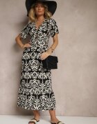 cflo Rochie Neagră din viscoză cu model abstract Tuledia