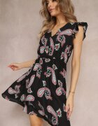 cflo Rochie Neagră Evazată Mini cu model Paisley Rachelli