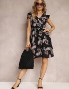 cflo Rochie Neagră Evazată Mini cu model Paisley Rachelli