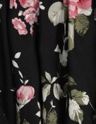 cflo Rochie Neagră Florală cu croială petrecută cu cordon legat Iphene