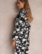 cflo Rochie neagră tip cămașă florală Ommofie