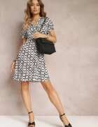 cflo Rochie Plic Mini Gri cu elastic în talie din viscoză Samata