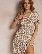 cflo Rochie portocalie petrecută mini cu elastic în talie din viscoză Samata