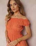 cflo Rochie Portocalie Spaniolă cu Volan Anarine