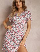 cflo Rochie Roșie petrecută mini cu elastic în talie din viscoză Samata