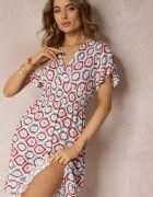 cflo Rochie Roșie petrecută mini cu elastic în talie din viscoză Samata