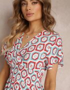 cflo Rochie Roșie petrecută mini cu elastic în talie din viscoză Samata