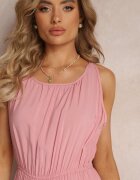 cflo Rochie Roz deschis din vâscoză cu elastic în talie cu bretele Suzias