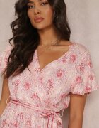 cflo Rochie roz deschis din viscoză cu model metalic și elastic în talie Carinalia
