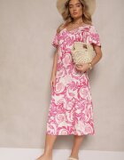 cflo Rochie Roz din viscoză croi boxy cu imprimeu floral Ranisla