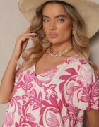 cflo Rochie Roz din viscoză croi boxy cu imprimeu floral Ranisla