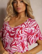 cflo Rochie Roz din viscoză decorată cu volane cu mânecă scurtă Danibella