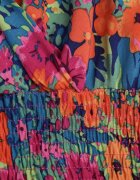 cflo Rochie scurtă Roz-Bleu-Marin cu flori cu elastic lat în talie Meles