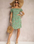 cflo Rochie spaniolă din viscoză verde deschis cu imprimeu floral Pialara