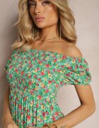 cflo Rochie spaniolă din viscoză verde deschis cu imprimeu floral Pialara