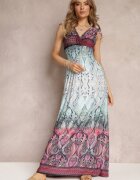 cflo Rochie tip plic Albastru-Bordeaux Maxi cu elastice în talie și elastice pe umeri Hannele