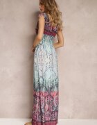 cflo Rochie tip plic Albastru-Bordeaux Maxi cu elastice în talie și elastice pe umeri Hannele