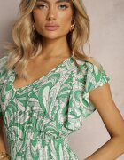 cflo Rochie Verde Boho cu elastic în talie și tiv asimetric din viscoză Anorissa