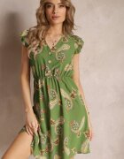 cflo Rochie Verde Cloș Mini cu model Paisley Rachelli