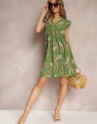 cflo Rochie Verde Cloș Mini cu model Paisley Rachelli