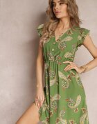 cflo Rochie Verde Cloș Mini cu model Paisley Rachelli