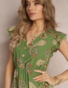 cflo Rochie Verde Cloș Mini cu model Paisley Rachelli