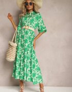 cflo Rochie Verde cu top camisă și model floral Nealavin