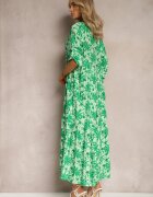 cflo Rochie Verde cu top camisă și model floral Nealavin
