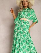 cflo Rochie Verde cu top camisă și model floral Nealavin