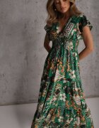 cflo Rochie Verde din Viscoză Maxi cu Elastic în Talie Weha