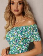 cflo Rochie Verde din Viscoză Spaniolă cu Elastic în Talie Atriada