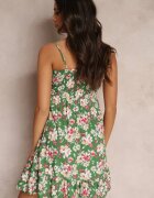 cflo Rochie Verde Evazată cu nasturi florală din viscoză Serilda
