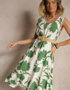 cflo Rochie Verde Fără Mâneci Din Țesătură De Viscoză Cu Flori Orrivia