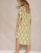 cflo Rochie verde închis din viscoză cu croială tip cămașă cu model ornamental Inisaria