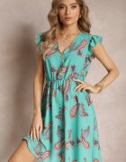 cflo Rochie verde mentă cloș mini cu model Paisley Rachelli