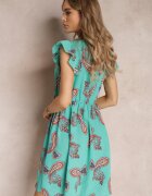 cflo Rochie verde mentă cloș mini cu model Paisley Rachelli