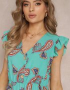 cflo Rochie verde mentă cloș mini cu model Paisley Rachelli