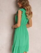 cflo Rochie verde tip plic cu elastic în talie și volane Nairria